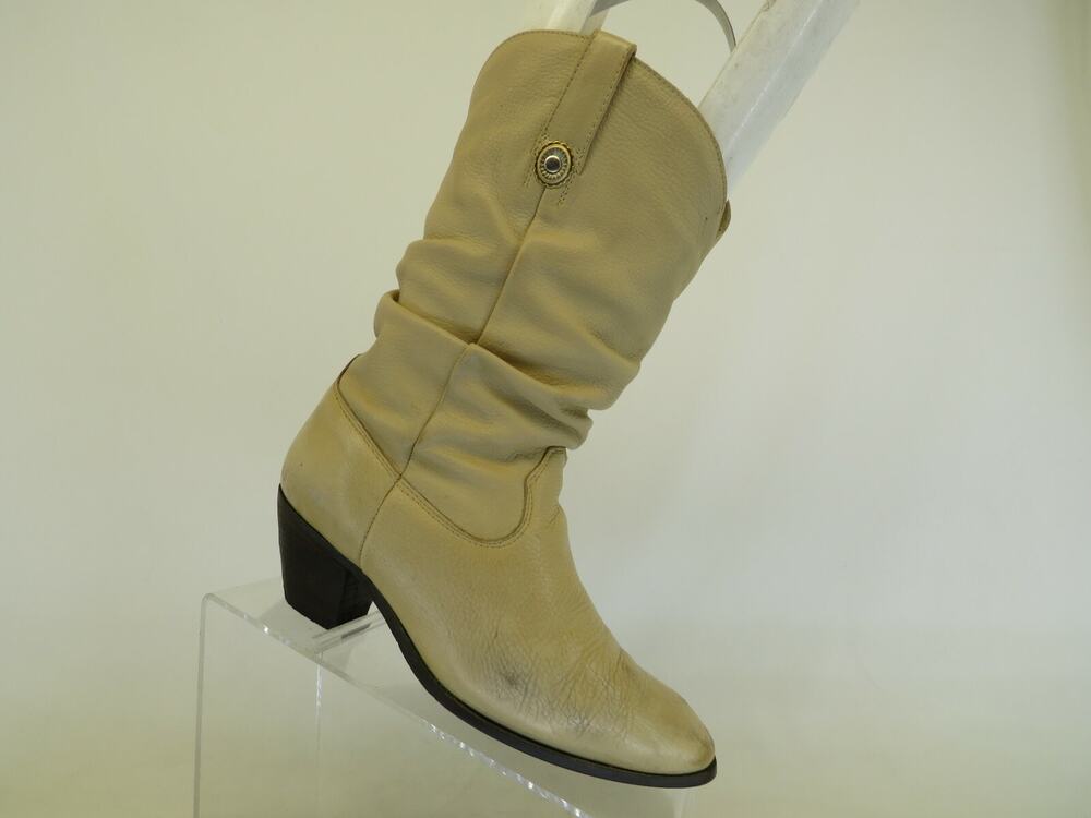 Dingo Beige Leather Slouch Cowboy Western Boots Womens Size 6.5 M